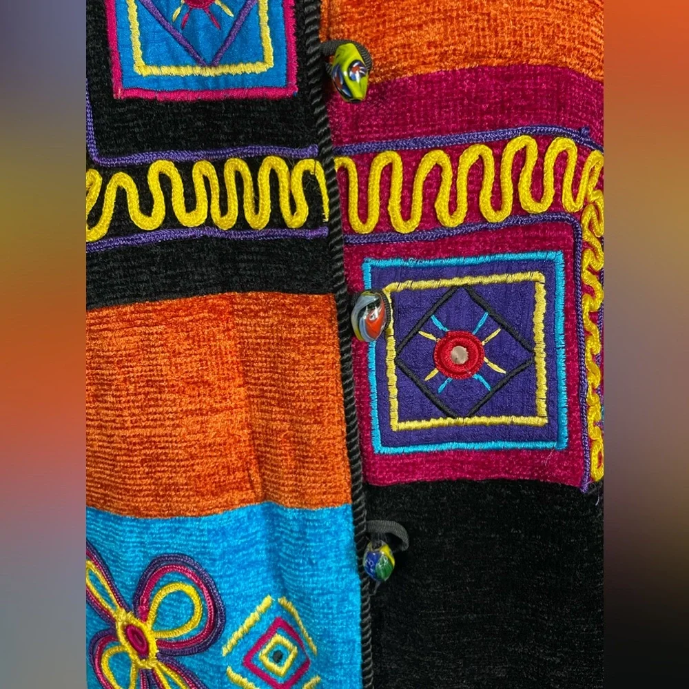 Allure Boutique Vintage Women's Novelty Art Wear Button Front Bold Sweater Sz L - Picture 6 of 10